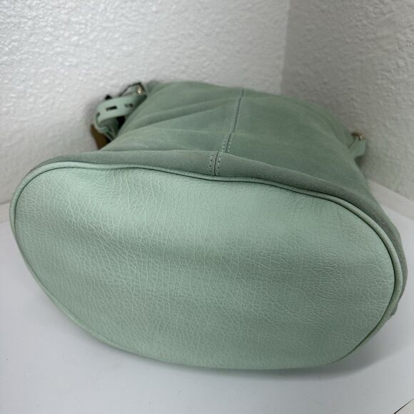 STREET LEVEL Bucket Bag Tote Suede Tassel Shoulder Boho Faux Leather Mint Green - Picture 13 of 16